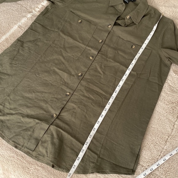 Club Monaco Womens Utility Cotton Military Button Down Shirt Olive Green Sz SP - Picture 7 of 10